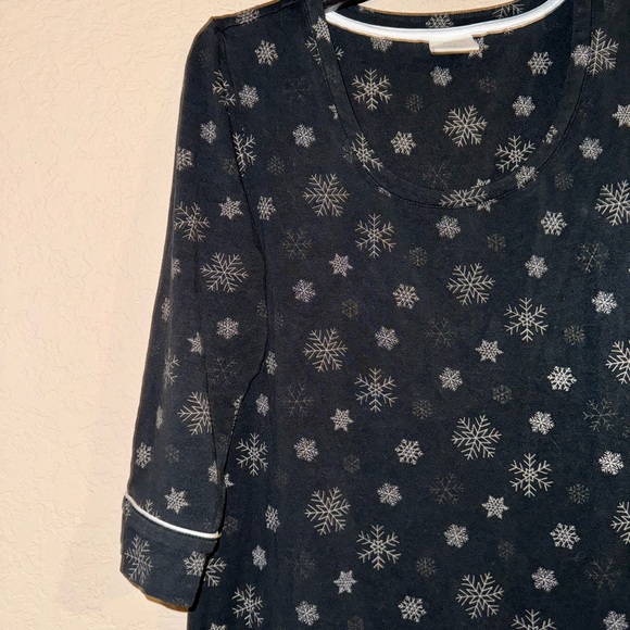 Soma Black Embraceable Snowflake Nightgown Sleep Dress Cotton Modal - Picture 4 of 8